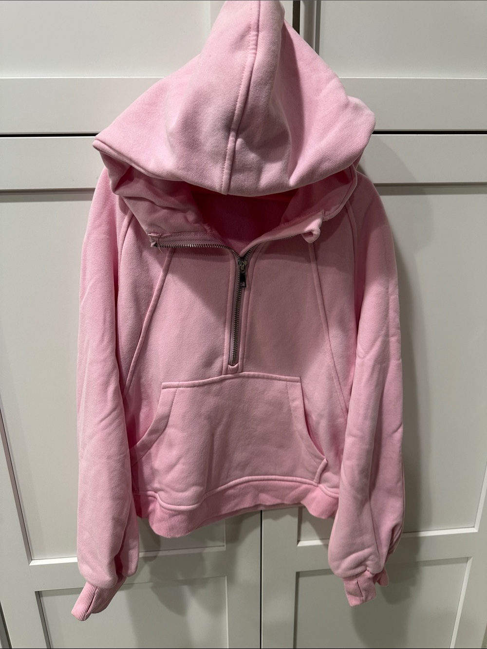Girls 9-10  cropped pale Pink  Hoodie 9-10!with Half-Zip
